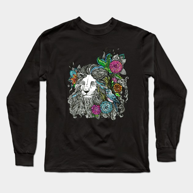 Floral Lion. Long Sleeve T-Shirt by FanitsaArt